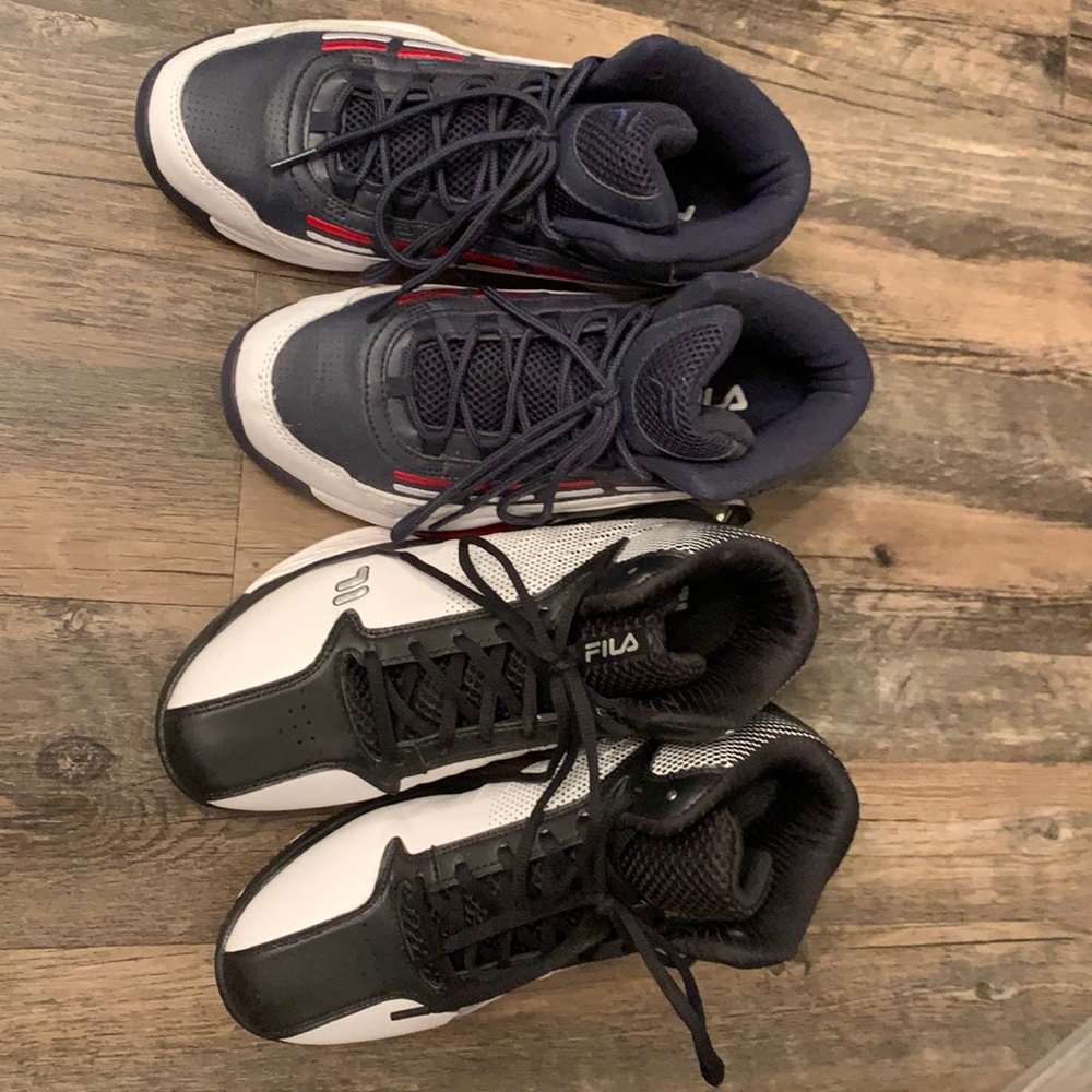 TWO FILA basketball shoes two pairs like new
